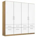 Möbelix Drehtürenschrank 181 Cm Berlin Weiß/eiche Dekor