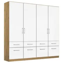 Drehtürenschrank 181 Cm Berlin Weiß/eiche Dekor