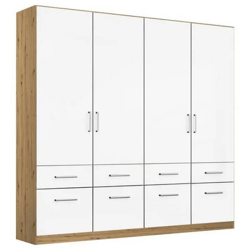 Drehtürenschrank 181 Cm Berlin Weiß/eiche Dekor