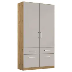 Drehtürenschrank 91 cm Berlin Eiche Dekor/Hellgrau