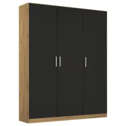 Dreht&uuml;renschrank B: 136 cm Berlin Eiche Dekor/Grau