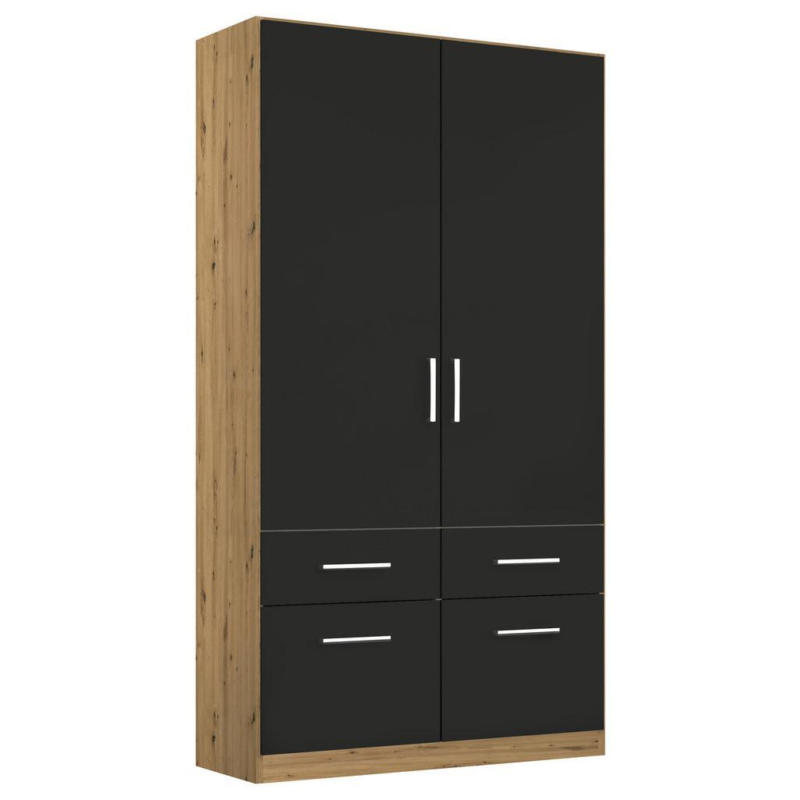 Drehtürenschrank 91 cm Berlin Eiche Dekor/Grau