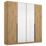 Möbelix Drehtürenschrank Artemis B: 181 cm Weiß/Eiche Dekor