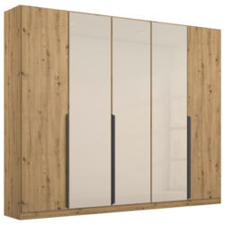 Drehtürenschrank Artemis 225cm Champagnerfarben/Eiche Dekor