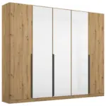Möbelix Drehtürenschrank Artemis 225 cm Weiß/Eiche Dekor