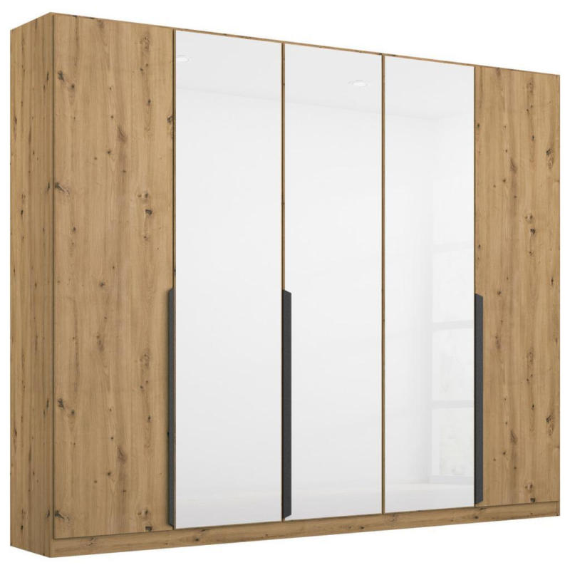 Drehtürenschrank Artemis 225 cm Weiß/Eiche Dekor