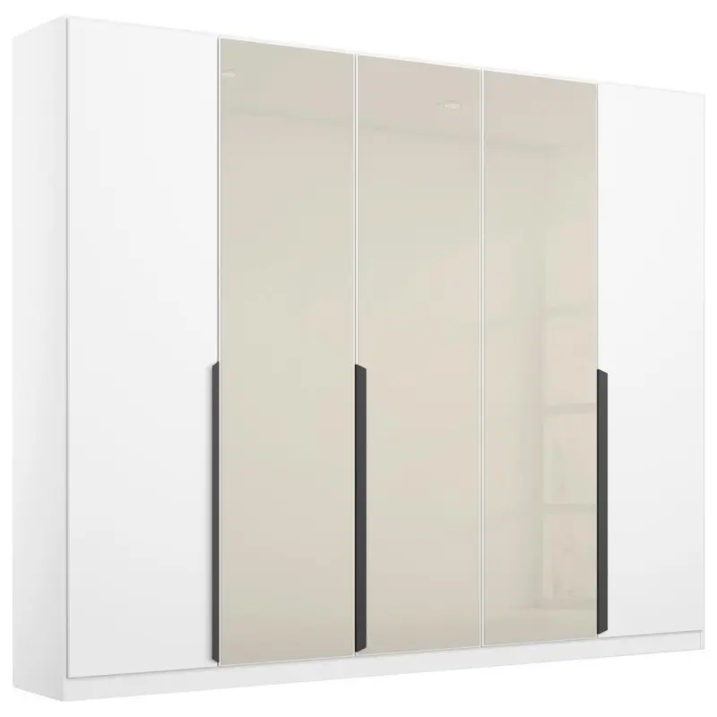 Drehtürenschrank Artemis 225 cm Weiß/Champagnerfarben