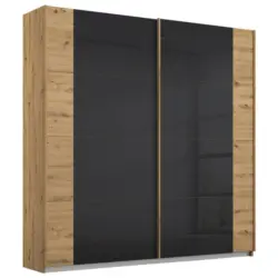 Schwebetürenschrank Artemis B: 181cm Anthrazit/Eiche Dekor