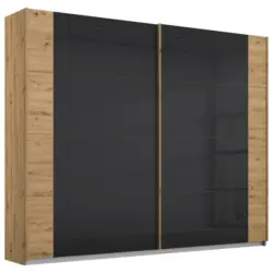 Schwebetürenschrank Artemis B: 225cm Anthrazit/Eiche Dekor