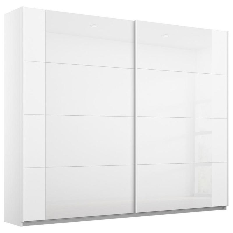 Schwebetürenschrank Artemis B: 226 cm Weiß/Weiß Hochglanz