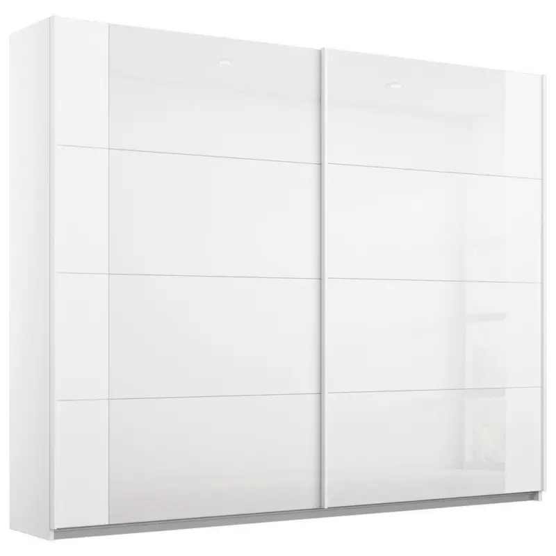 Schwebetürenschrank Artemis B: 226 cm Weiß/Weiß Hochglanz