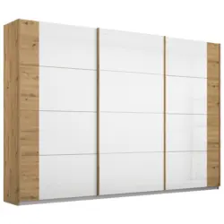 Schwebetürenschrank Artemis B: 271 Cm Weiß/eiche Dekor