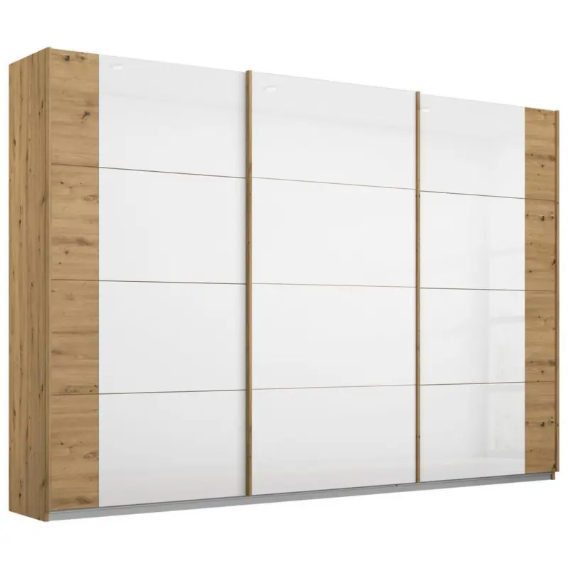 Schwebetürenschrank Artemis B: 271 Cm Weiß/eiche Dekor