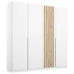 Möbelix Drehtürenschrank 181 cm Lamella Weiß/Eiche Dekor