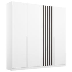 Drehtürenschrank 181 cm Lamella Weiß