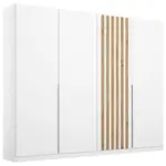 Möbelix Drehtürenschrank 225 cm Lamella Weiß/Eiche Dekor