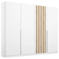 Dreht&uuml;renschrank 225 cm Lamella Wei&szlig;/Eiche Dekor