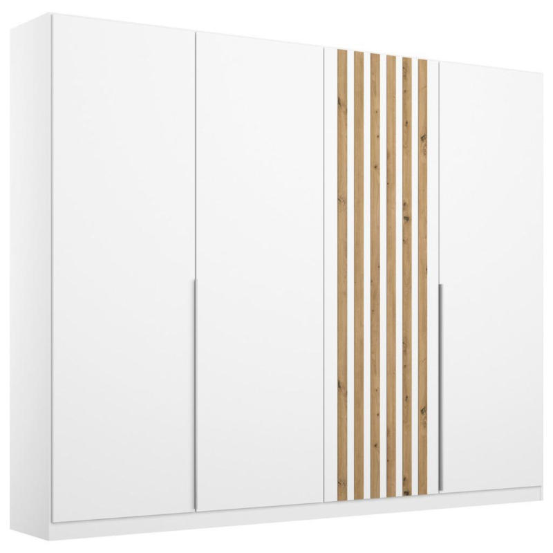 Drehtürenschrank 225 cm Lamella Weiß/Eiche Dekor