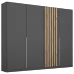 Möbelix Drehtürenschrank 225 Cm Lamella Grau/eiche Dekor