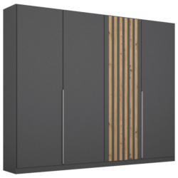 Drehtürenschrank 225 Cm Lamella Grau/eiche Dekor