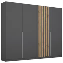 Drehtürenschrank 225 Cm Lamella Grau/eiche Dekor