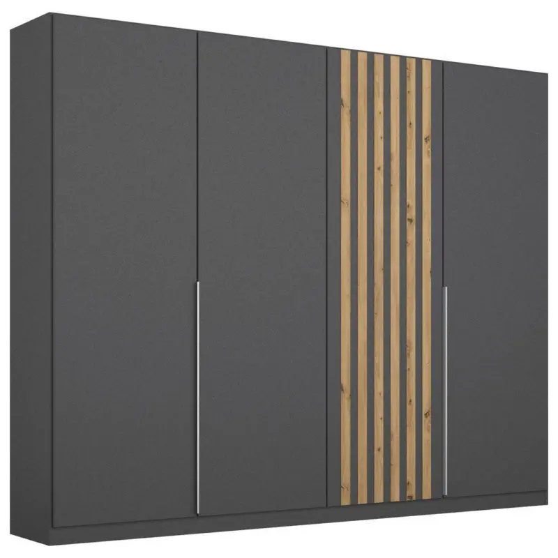 Drehtürenschrank 225 Cm Lamella Grau/eiche Dekor