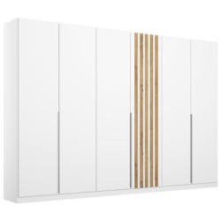 Drehtürenschrank 271 cm Lamella Weiß/Eiche Dekor