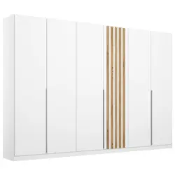 Drehtürenschrank 271 Cm Lamella Weiß/eiche Dekor
