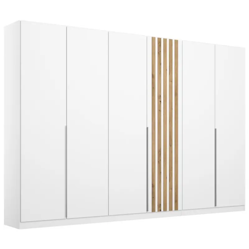 Drehtürenschrank 271 Cm Lamella Weiß/eiche Dekor