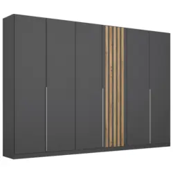 Drehtürenschrank B: 271 Cm Lamella Grau/eiche Dekor