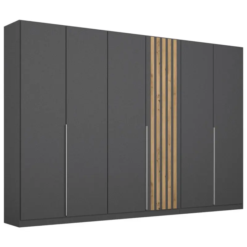 Drehtürenschrank B: 271 Cm Lamella Grau/eiche Dekor