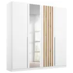 Möbelix Drehtürenschrank B: 181 cm Lamella Weiß/Eiche Dekor