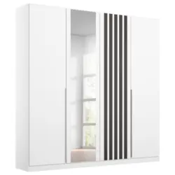 Drehtürenschrank 181 cm Lamella Weiß