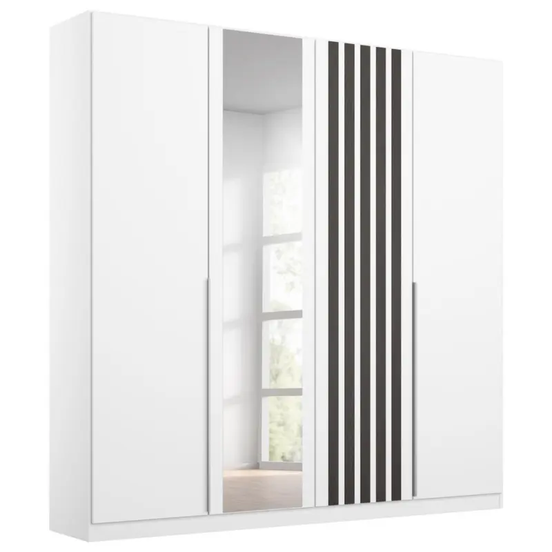 Drehtürenschrank 181 cm Lamella Weiß
