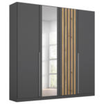 Möbelix Drehtürenschrank 181 cm Lamella Grau/Eiche Dekor