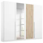 Möbelix Drehtürenschrank 226 cm Lamella Weiß/Eiche Dekor