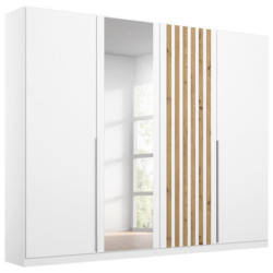 Drehtürenschrank 226 cm Lamella Weiß/Eiche Dekor