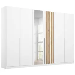 Drehtürenschrank 271 Cm Lamella Weiß/eiche Dekor