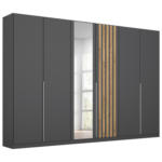 Möbelix Drehtürenschrank 271 Cm Lamella Grau/eiche Dekor