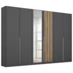 Möbelix Drehtürenschrank 271 Cm Lamella Grau/eiche Dekor
