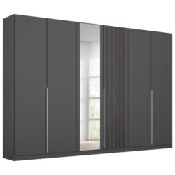 Drehtürenschrank B: 271 cm Lamella Grau/Schwarz Eiche