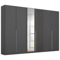 Drehtürenschrank B: 271 Cm Lamella Grau/schwarz Eiche