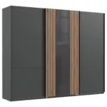 Möbelix Schwebetürenschrank 50 cm Atlanta Grau/Eiche Dekor