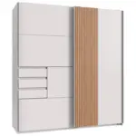 Möbelix Schwebetürenschrank 180 Cm Coburg Weiß/eiche Dekor