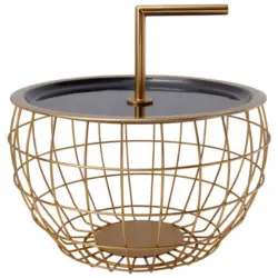 Beistelltisch Art Deco 555 Goldfarben/Schwarz B: 38 cm