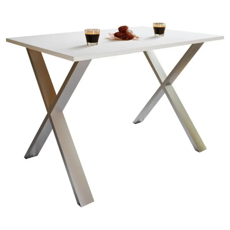 Esstisch Xona B: 140 cm Silbern/Weiß