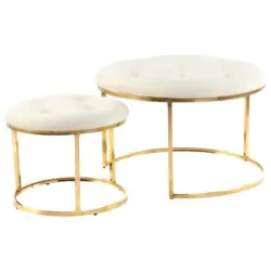 Hockerset 2-Teilig Myla 100 Beige/Goldfarben D: 40-60 cm