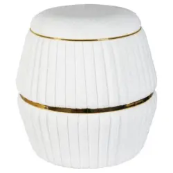 Hocker Doric 235 Wei&szlig;/Goldfarben D: 51,5 cm