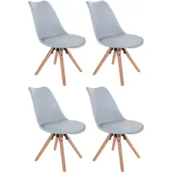Schalenstuhl Levi Hellgrau Echtholz Beine 4er-Set