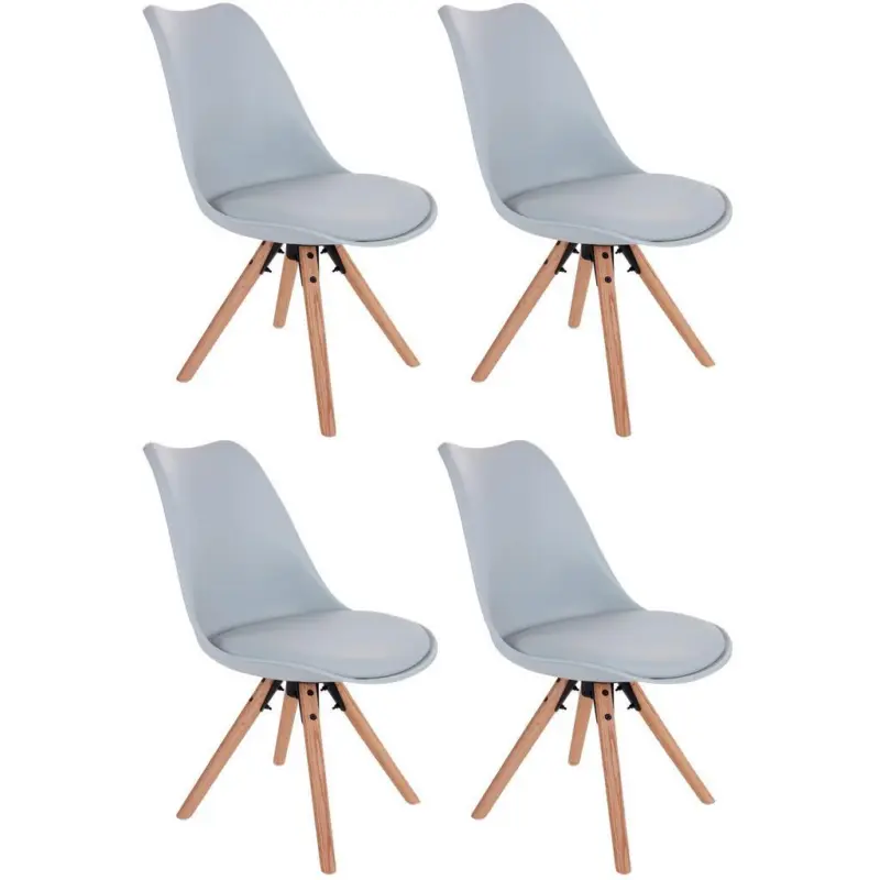 Schalenstuhl Levi Hellgrau Echtholz Beine 4er-Set